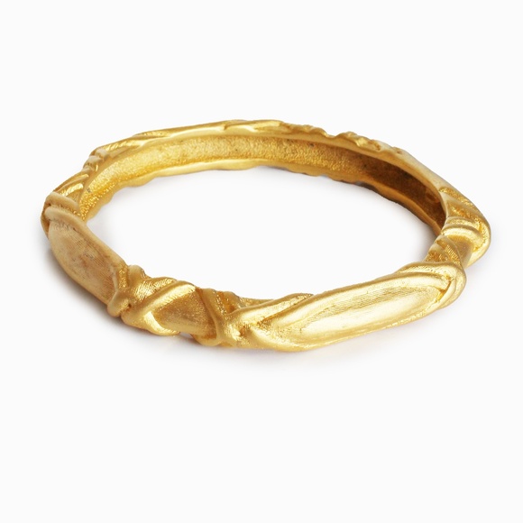 Givenchy Bracelet Bangle Gold Metal Textured Abstract Vintage 80s Jewelry - Picture 1 of 13